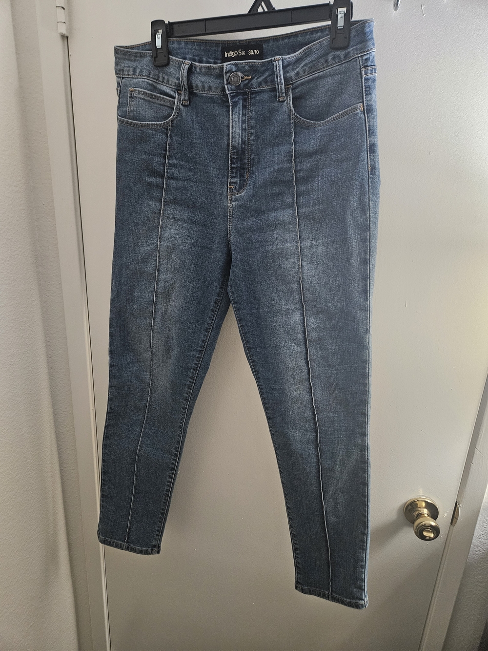 Indigo Slim-Seam Skinny Jeans in Faded Blue